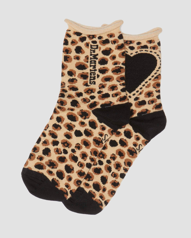 Leopard Heart Cotton Blend Socks 1