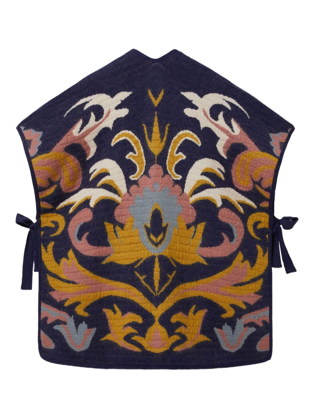 tie-detail printed cape - 3