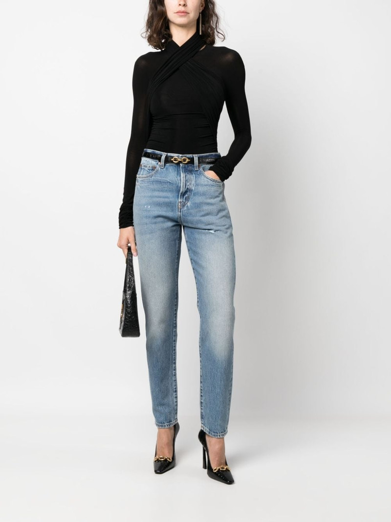 SAINT LAURENT semi-sheer roll-neck T-shirt outlook