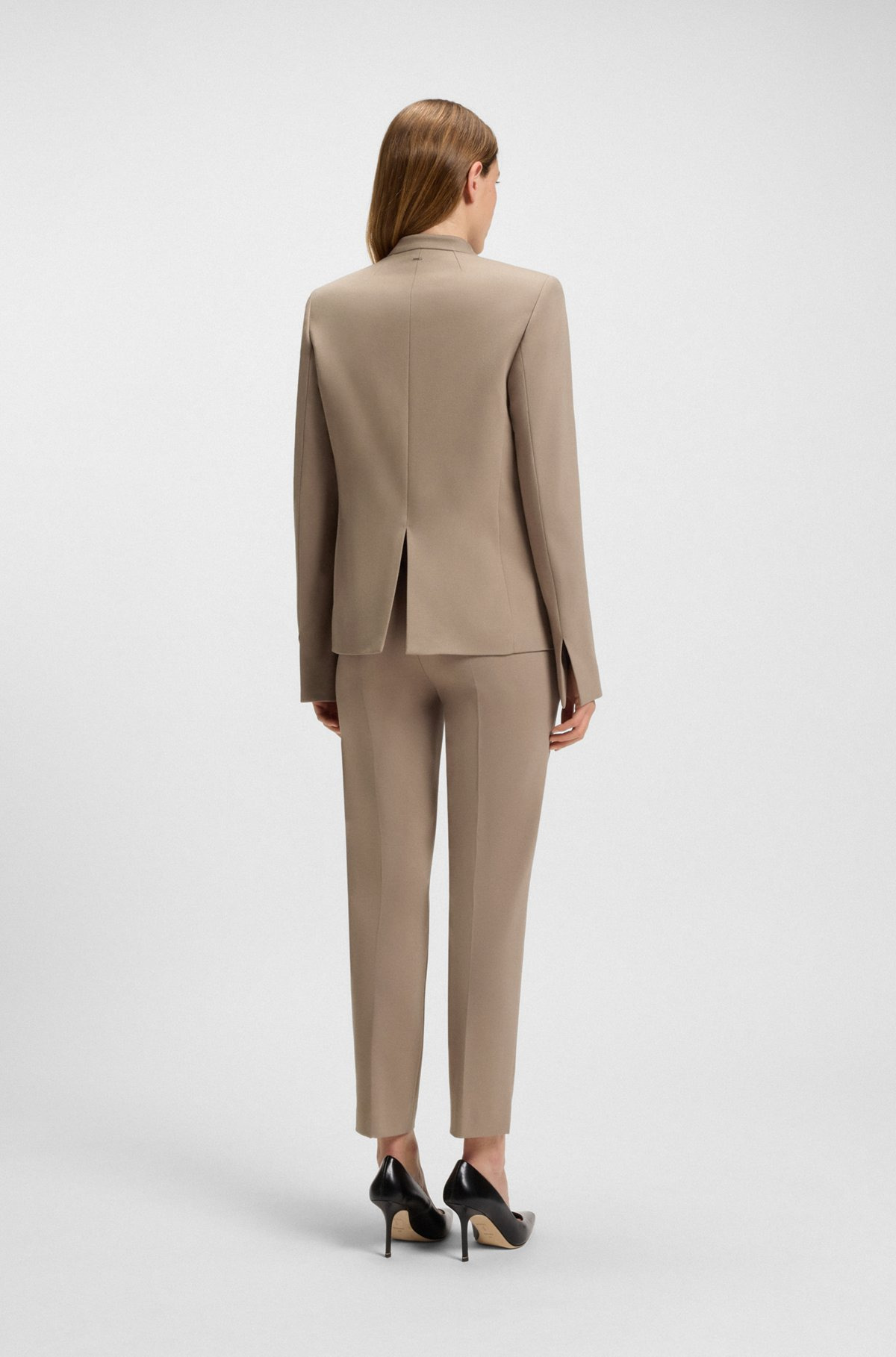 COLLARLESS REGULAR-FIT BLAZER WITH HARDWARE BUTTON - 4