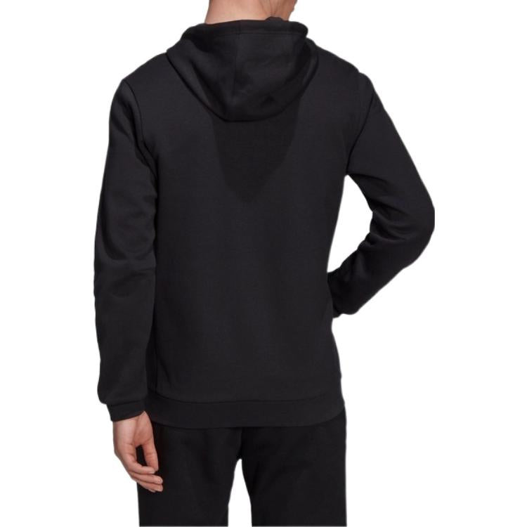 adidas M Sl Dk Fz Hd Embroidered Logo Sports Knit Hooded Jacket Black HB5081 - 3