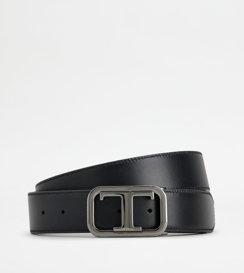 Tod's T TIMELESS ADJUSTABLE AND REVERSIBLE BELT IN LEATHER - BROWN, BLACK outlook
