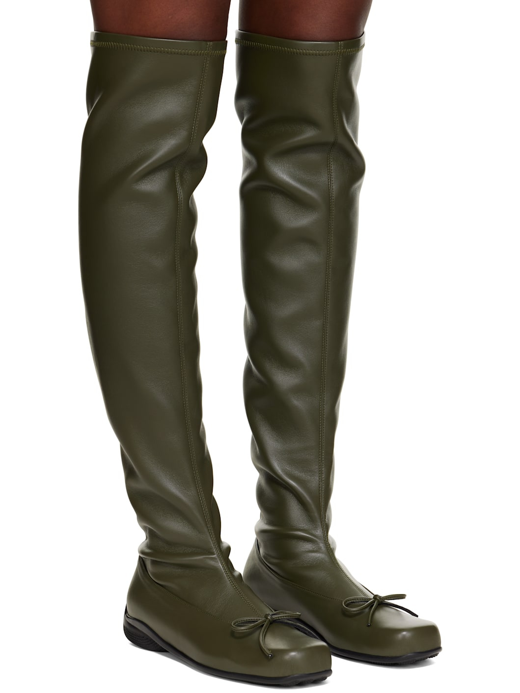 Khaki Thigh High Ballet Boots - 4