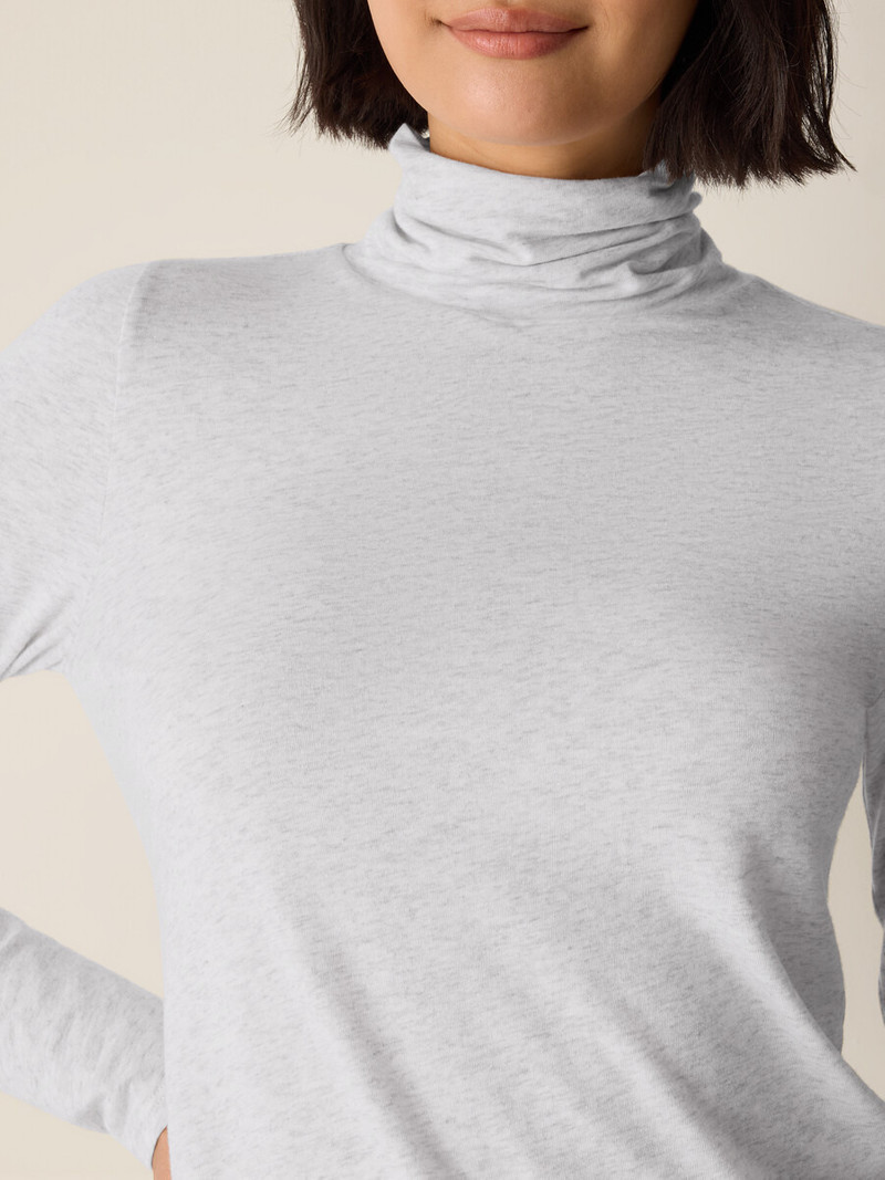 Mélange Sheer Cotton Blend Knit Turtleneck Top 5