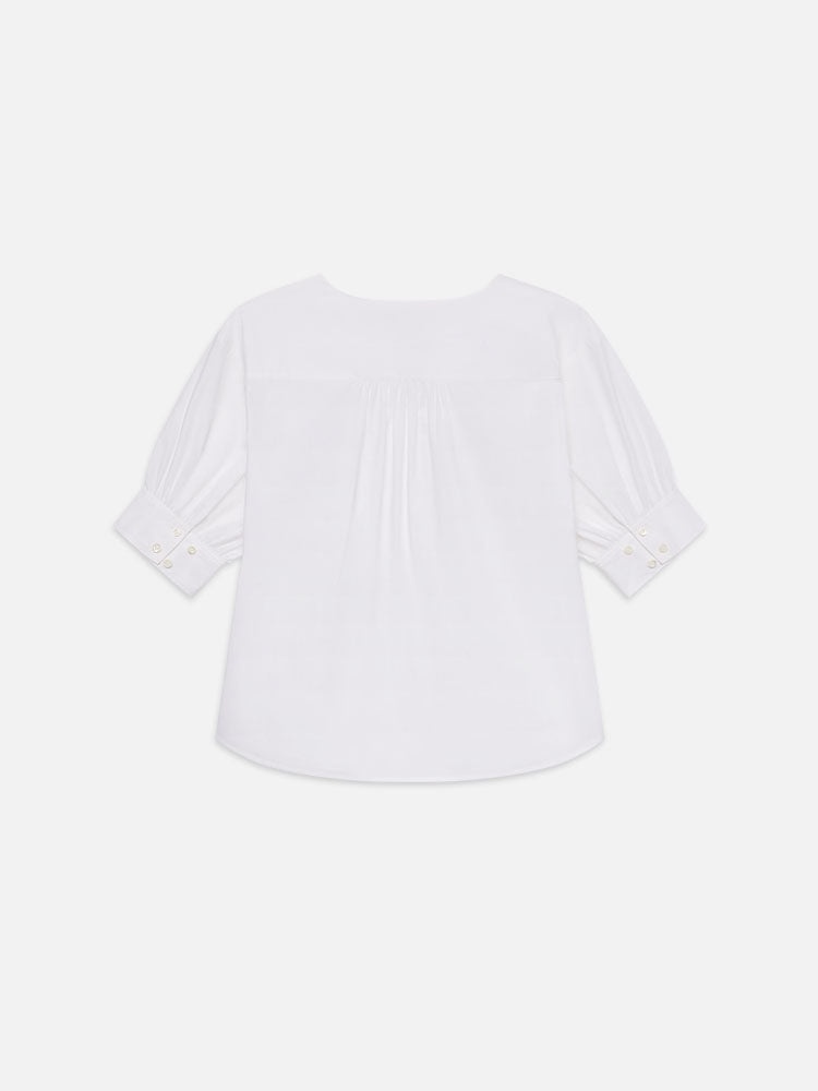 V-Neck Popover Top in White - 3