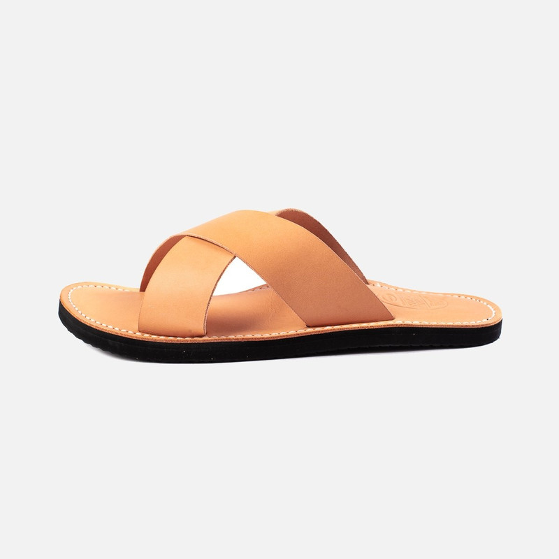 Iron Heart OGL-DRSOLE-CROSS-NAT OGL X Dr. Sole Leather Cross Sandals - Natural outlook