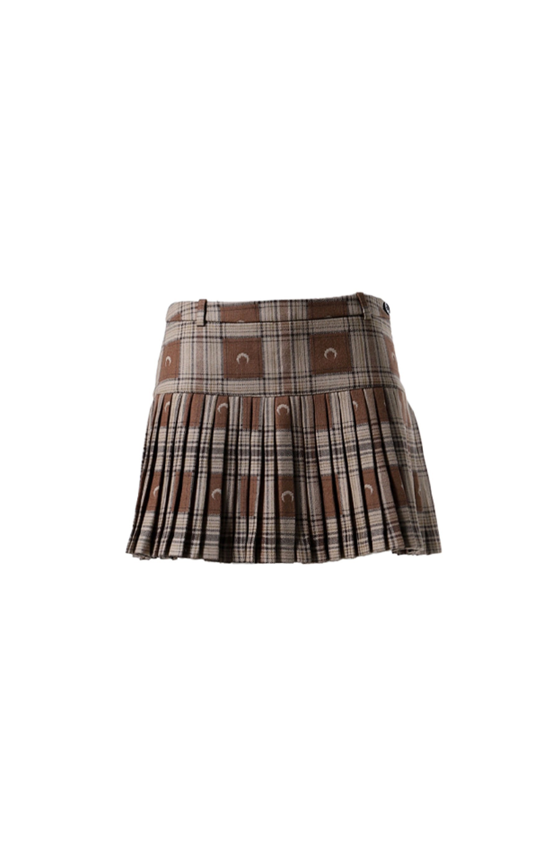MOON CHECKS JACQUARD PLEATED SKIRT / BRW - 5