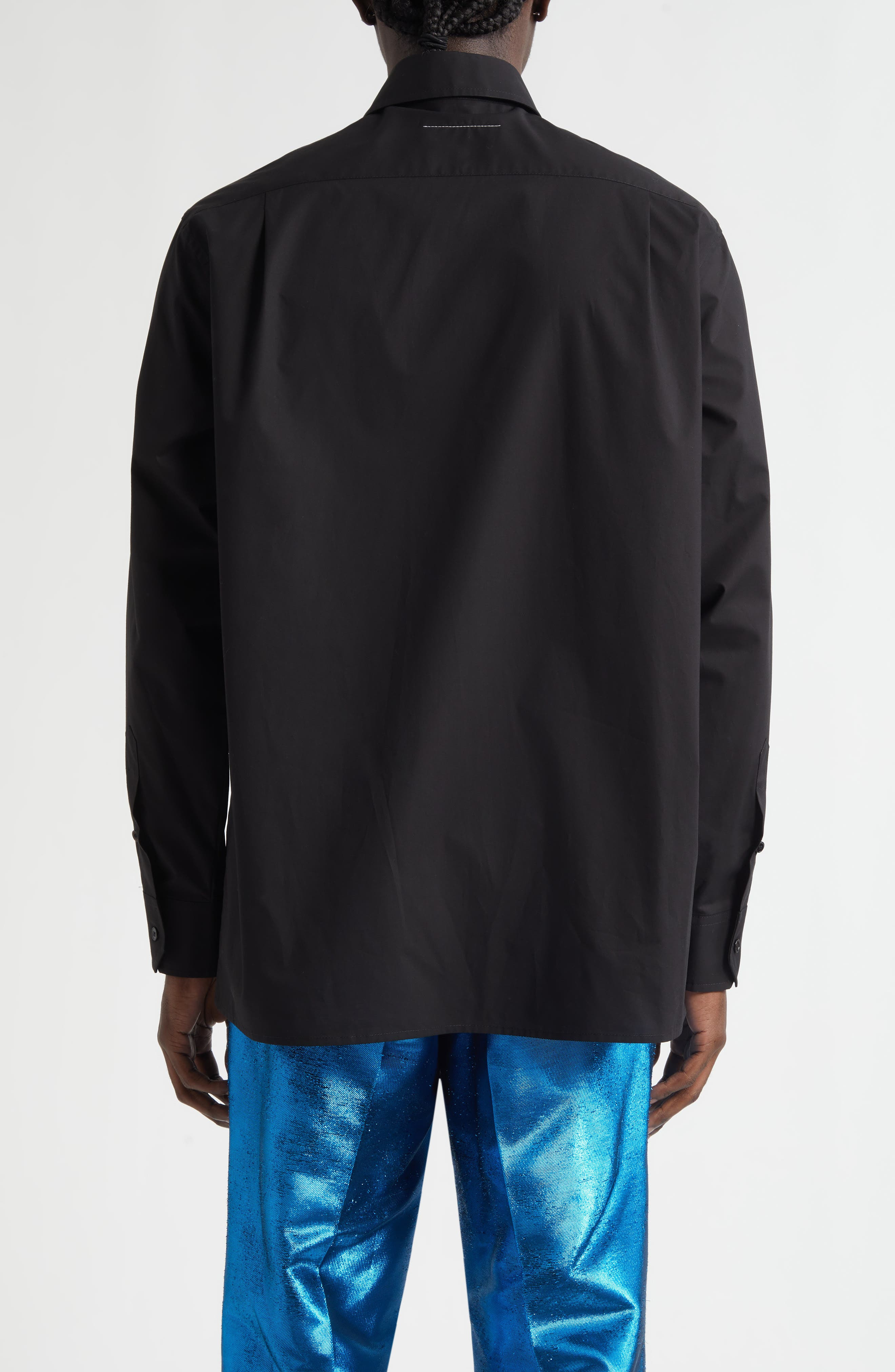 MM6 Maison Margiela Glow in the Dark Tuxedo Graphic Cotton Poplin Button-Up Shirt in Black at Nordst - 2