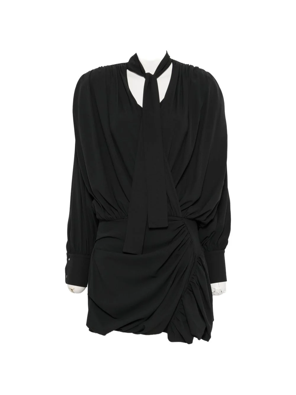 Bounce pussy-bow draped mini dress - 1