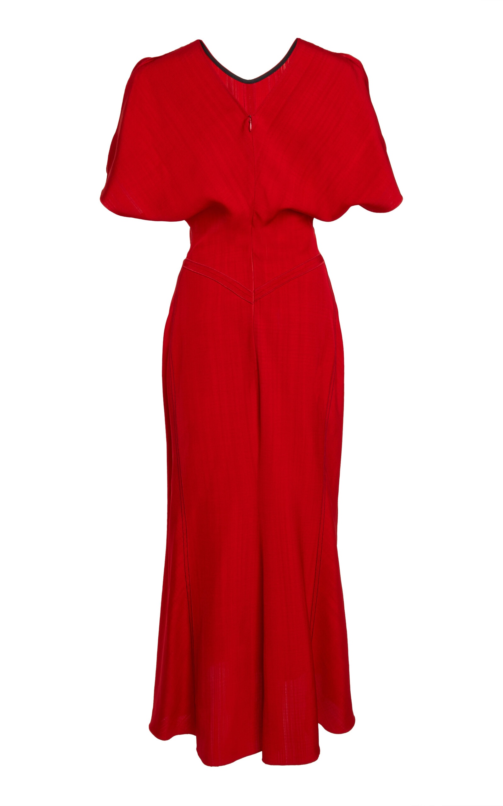 オールインワン・サロペット Victoria Beckham Fitted Midi Dress With Puff Sleeves And VICTORIA BECKHAM Cold-shoulder cutout crepe midi dress | THE