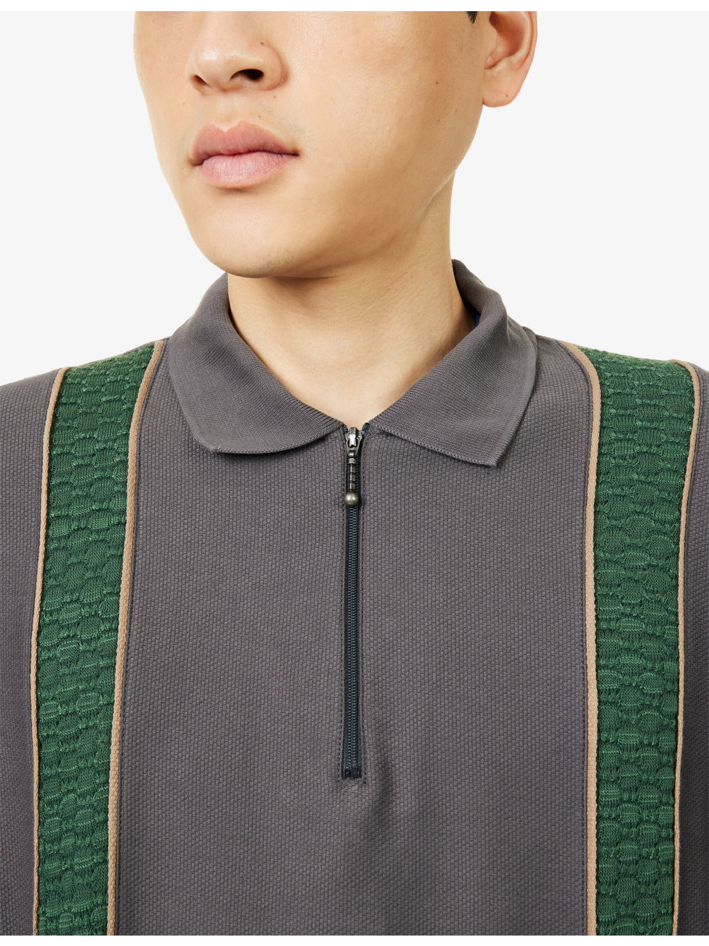 Lace-Trim Long-Sleeve Cotton Polo Top - 5