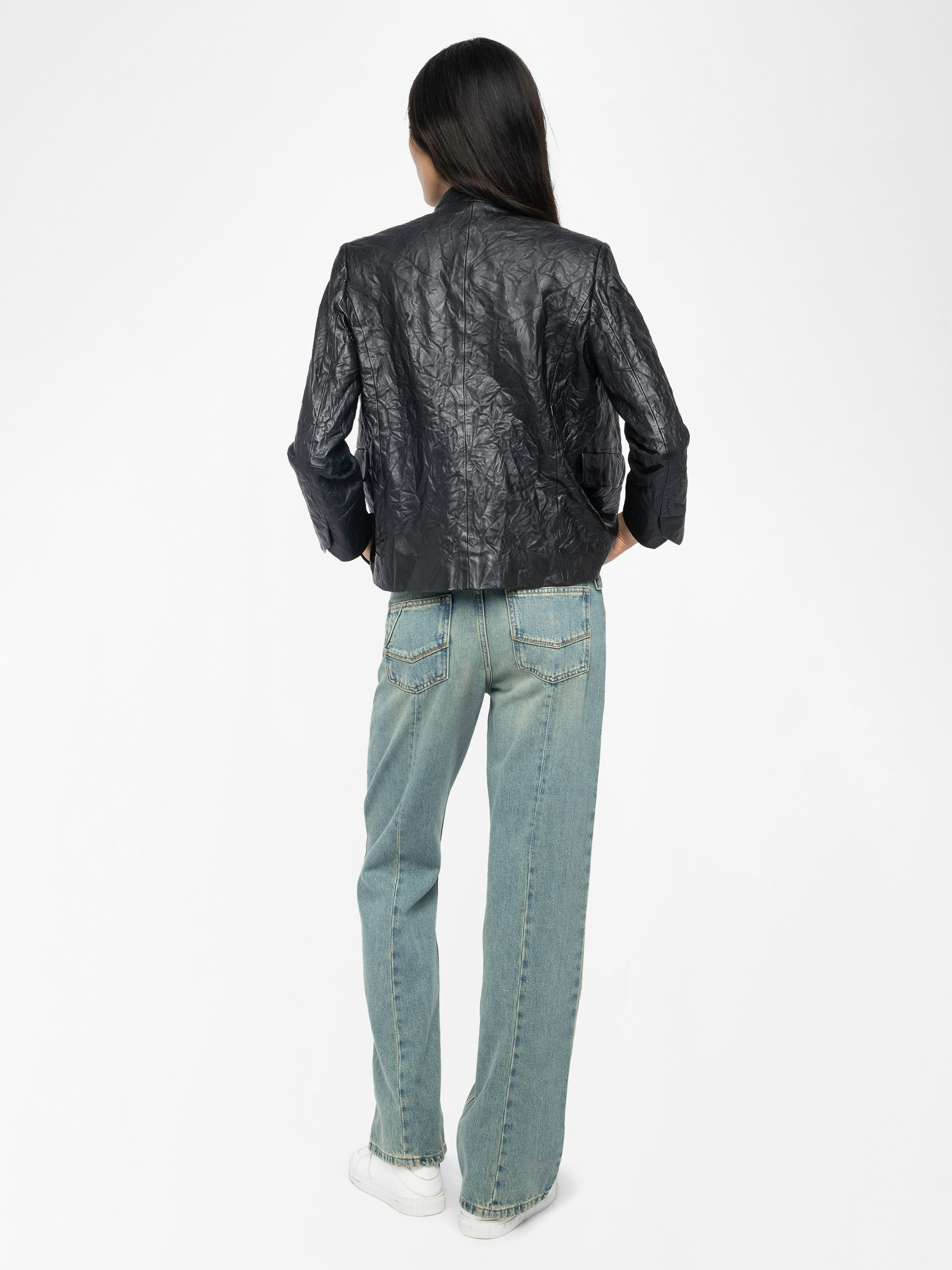 Veryn Crinkled Leather Blazer - 3