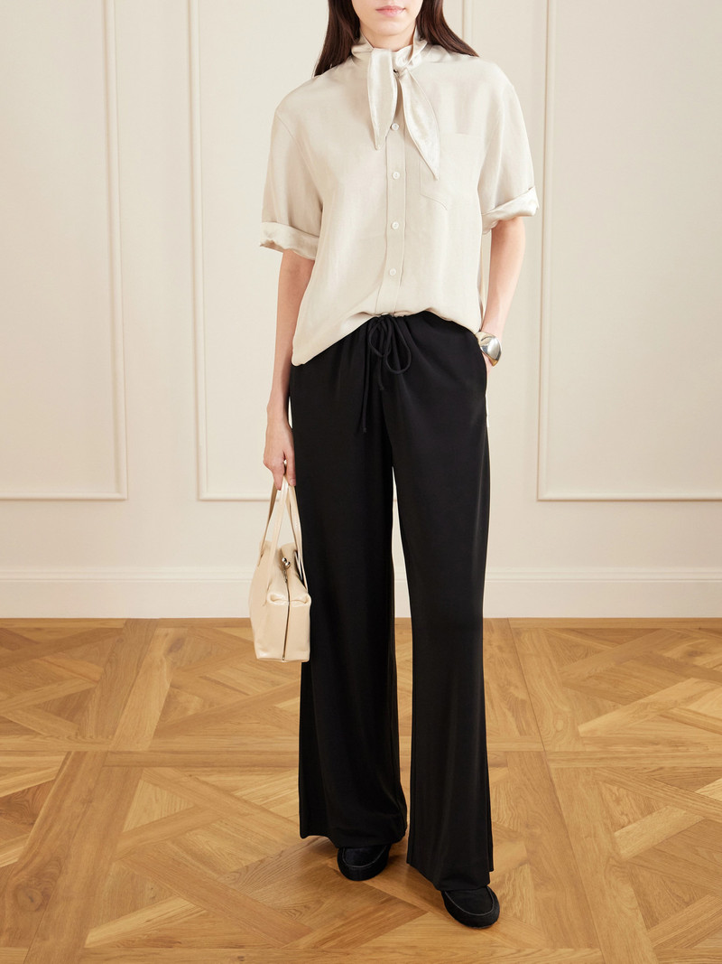 MARIA McMANUS Tie-detailed Sateen-trimmed Crepe Shirt outlook
