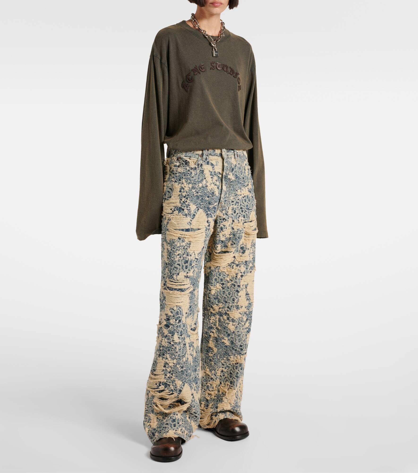 1981 Monogram distressed wide-leg jeans - 7