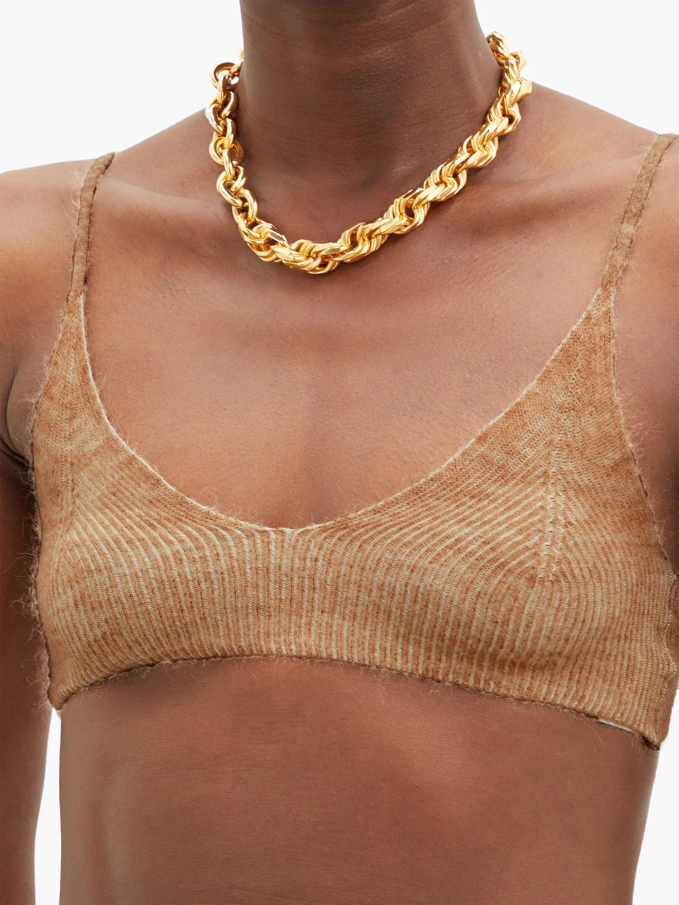 Valensole V-neck rib-knitted bra top - 4