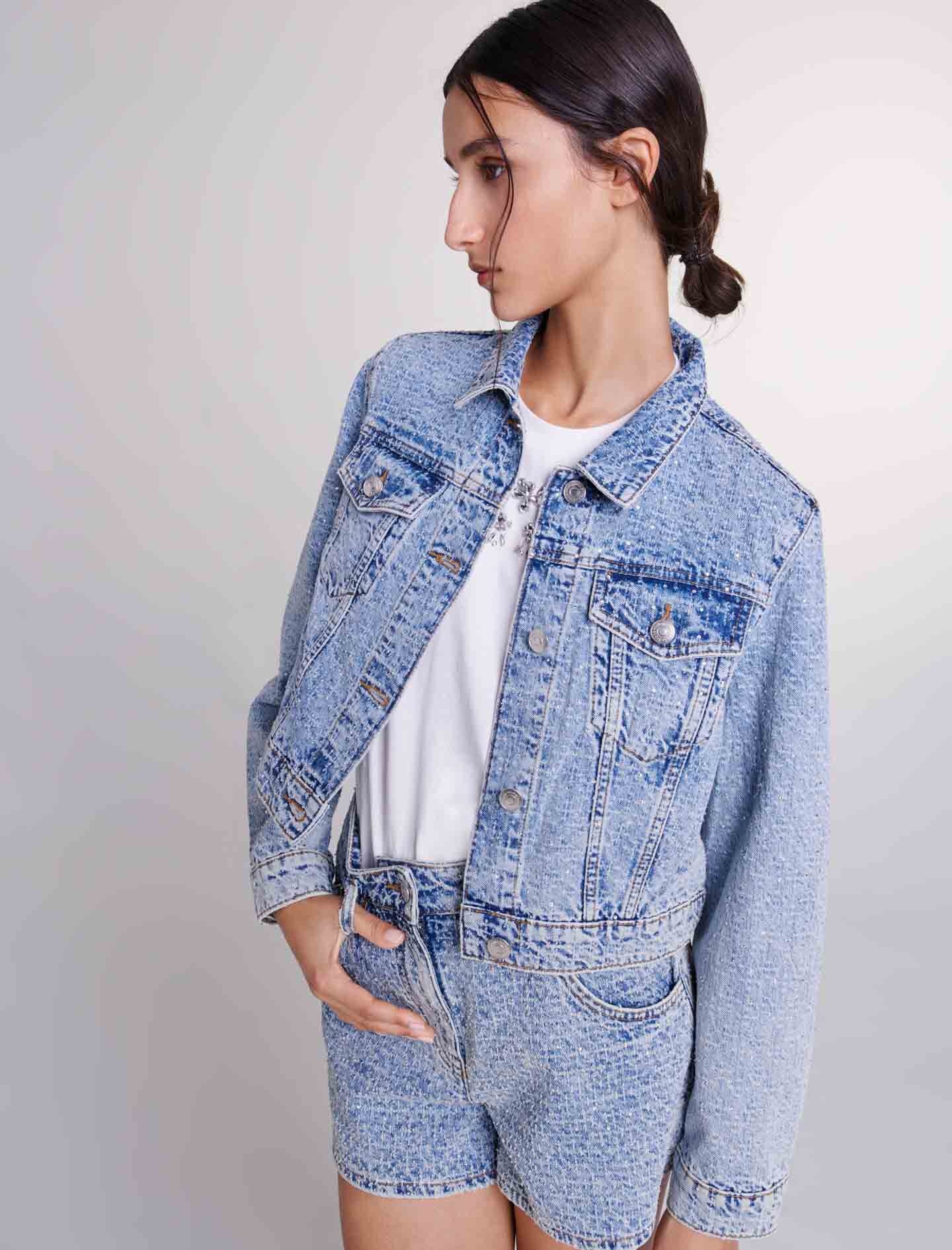 Cropped denim jacket - 8