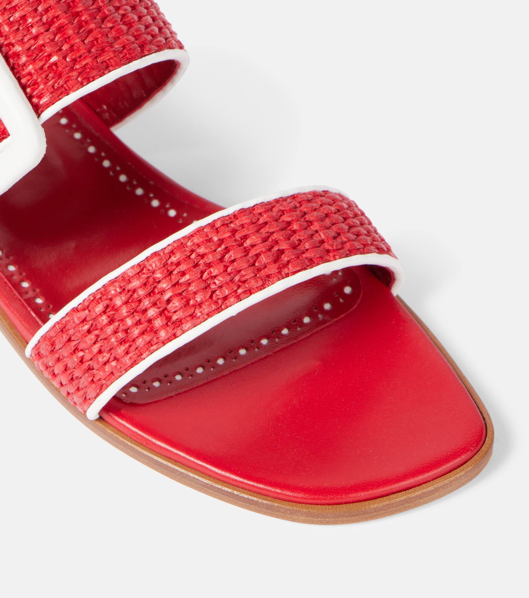 Tituba leather-trimmed raffia sandals - 5