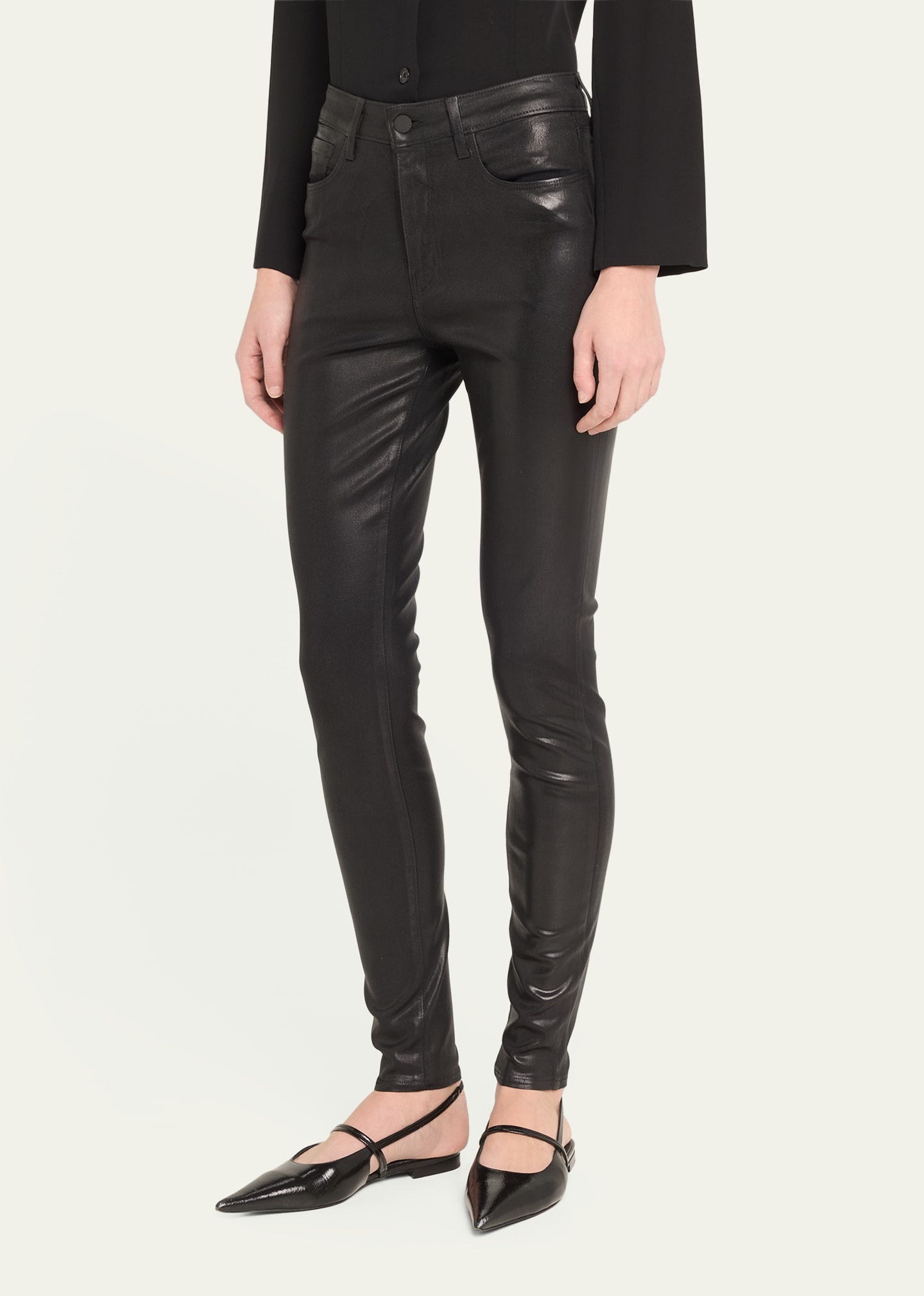 Marguerite Coated Modal Denim High-Rise Skinny Jeans - 4