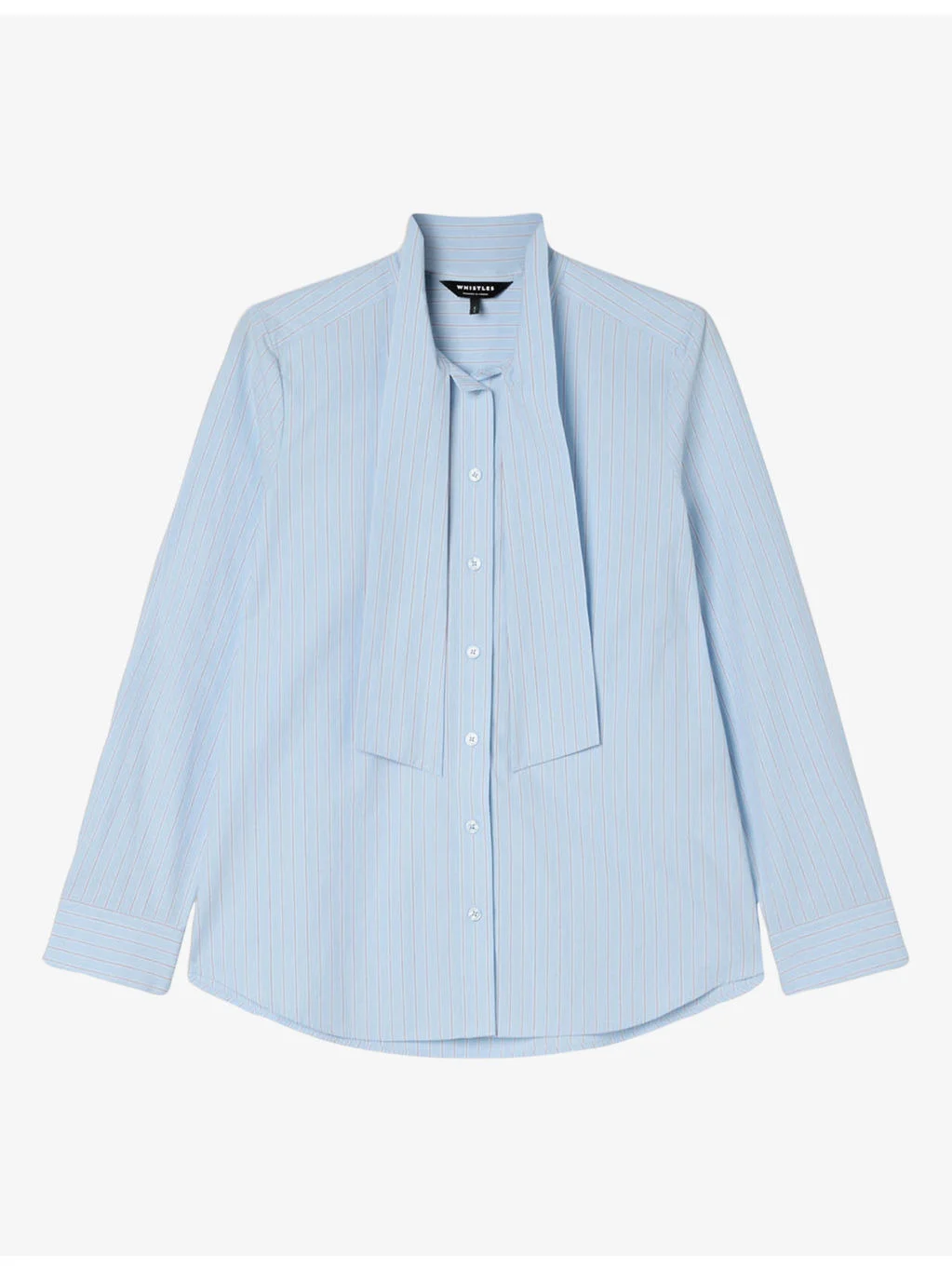 Striped Scarf-Detail Cotton Shirt - 1