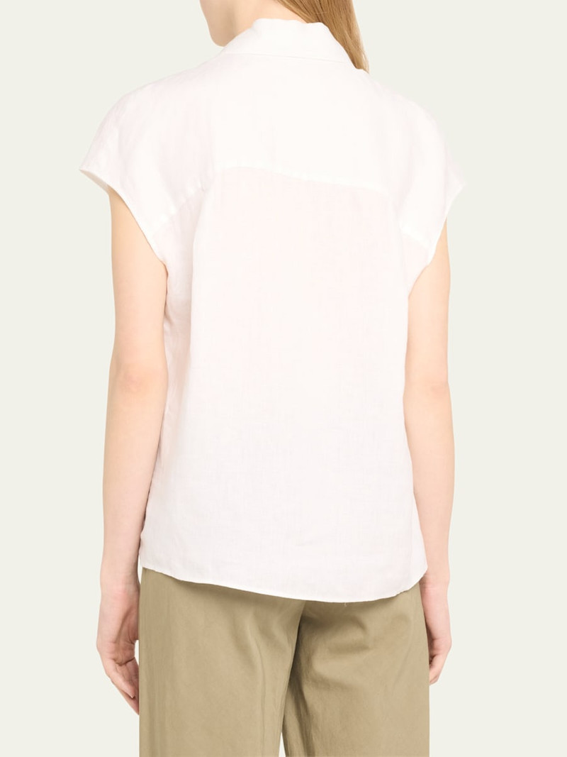 Vince Cap-Sleeve Linen Button-Front Blouse outlook