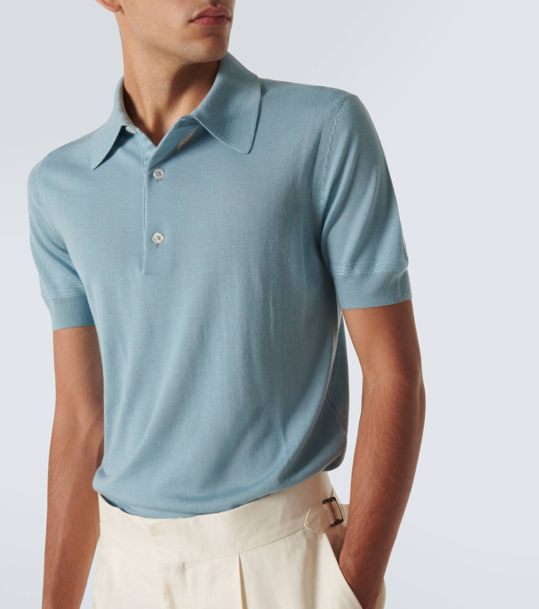 Cashmere and silk polo shirt - 5