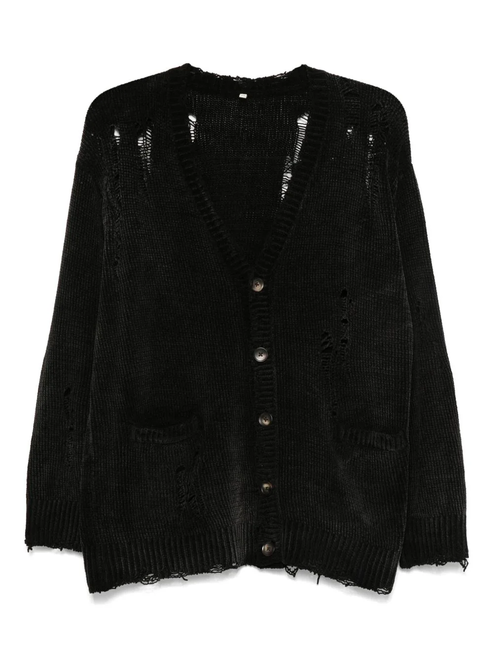 raw-cut fine-knit cardigan - 1