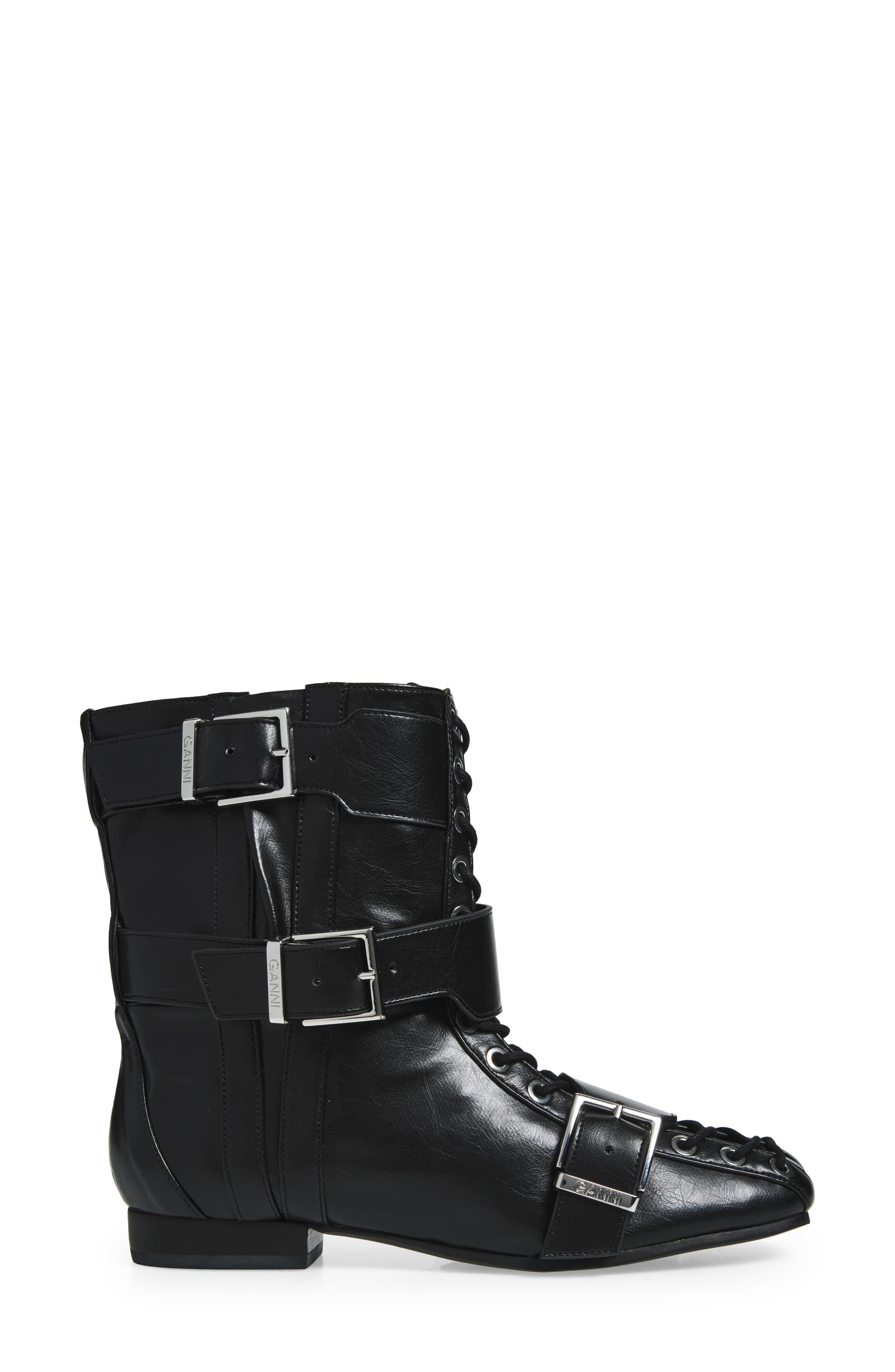 Ganni Lace-Up Boot in Black at Nordstrom - 3