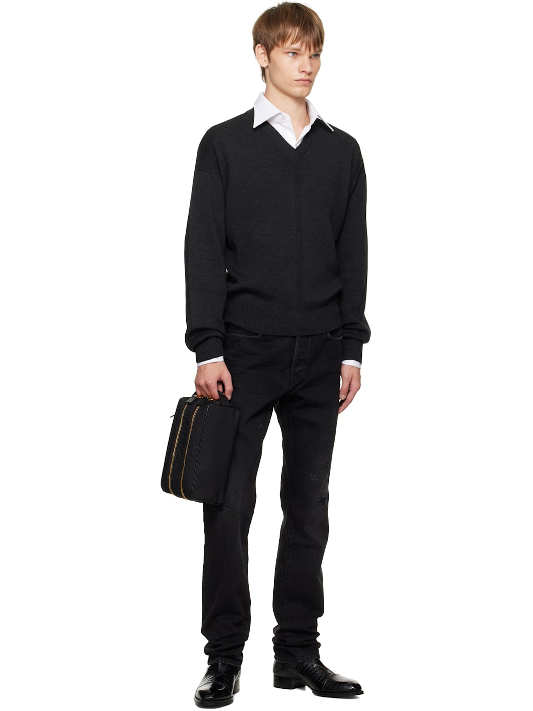 Black Canvas Double Zip Toiletry Bag - 4