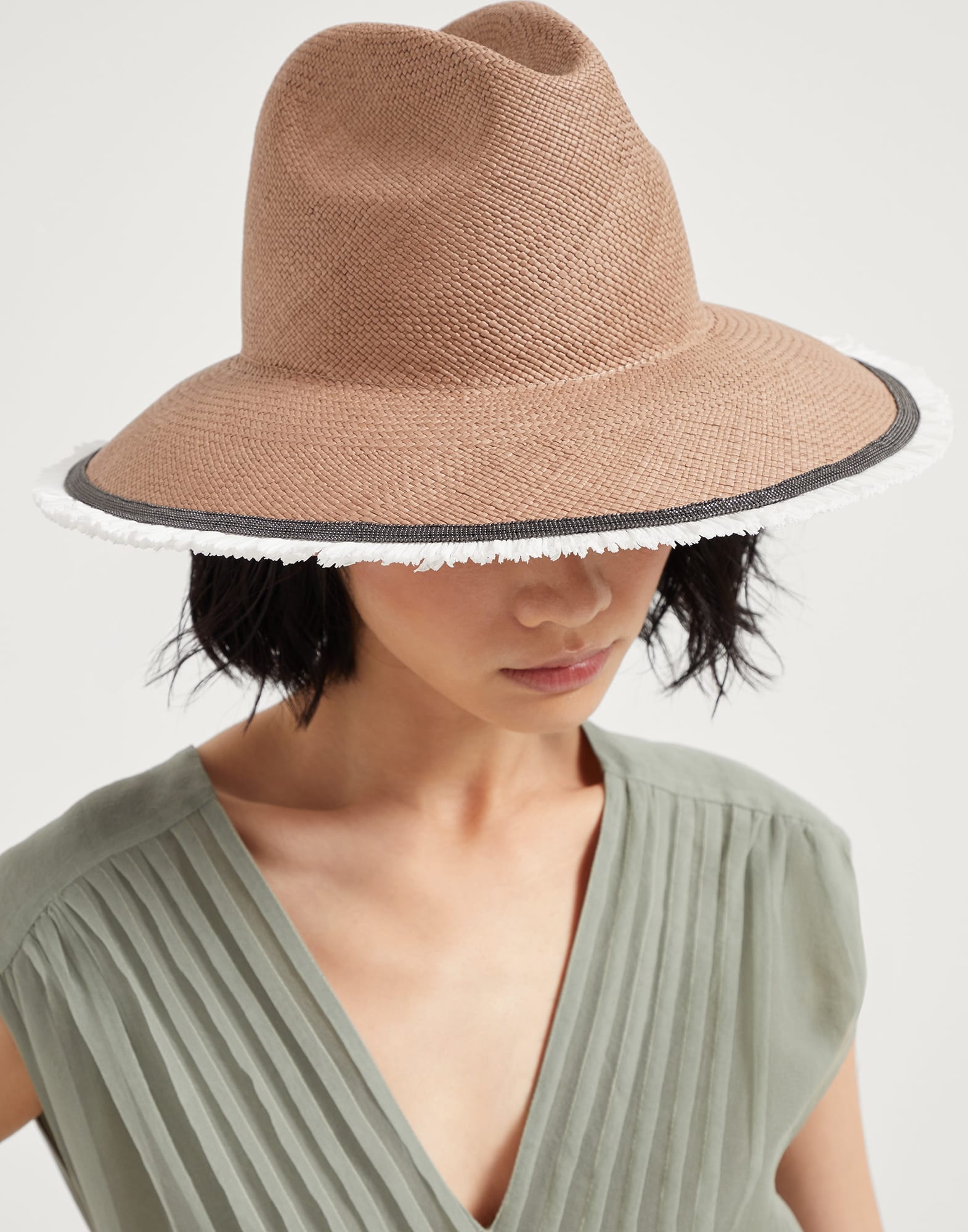 Straw fedora with precious raffia trim - 3