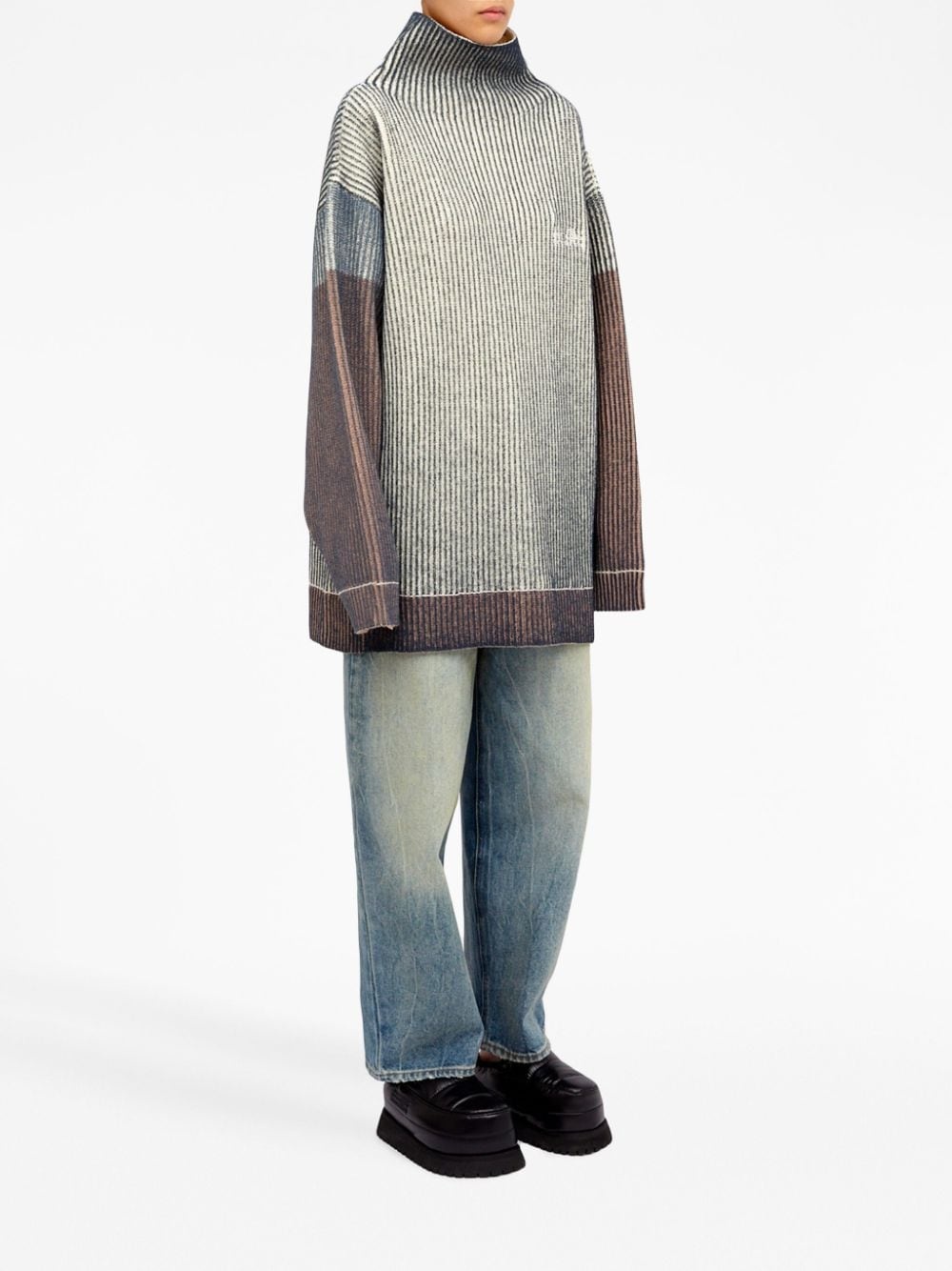 logo-print ribbed jumper - 3