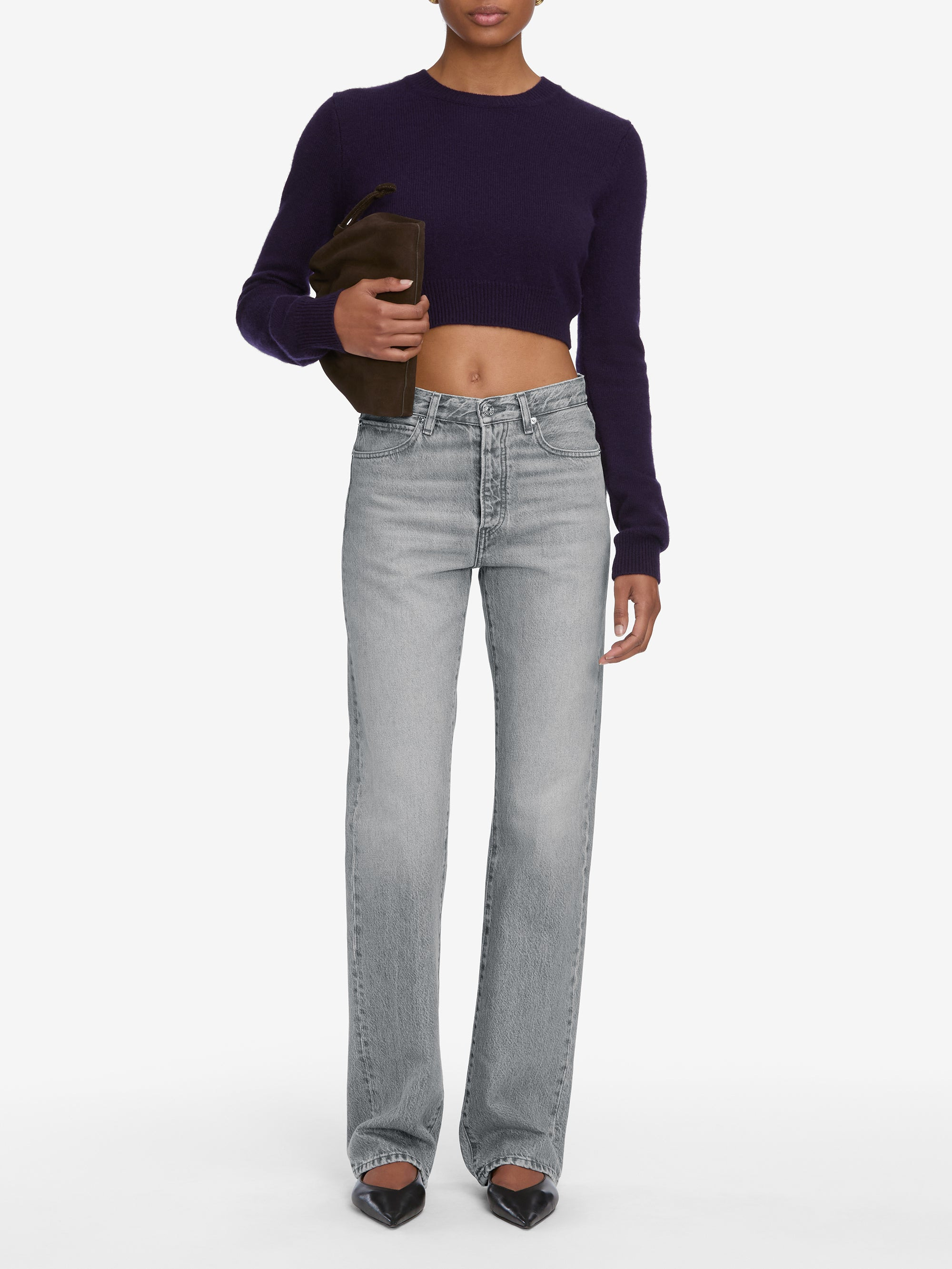 The Cashmere School Crew Sweater in Royal Purple - 2