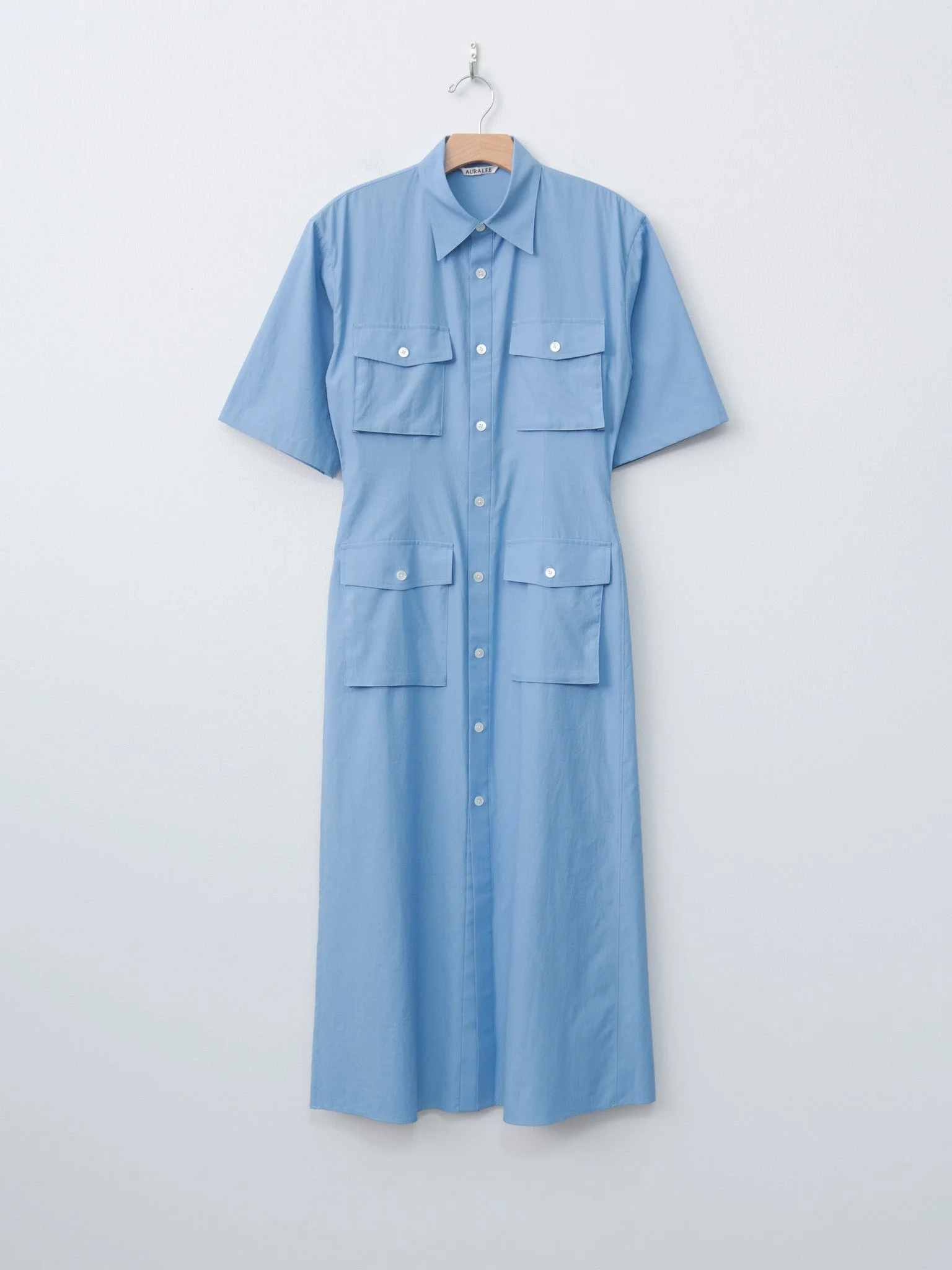 Washed Finx Twill Shirt Dress - Blue - 1
