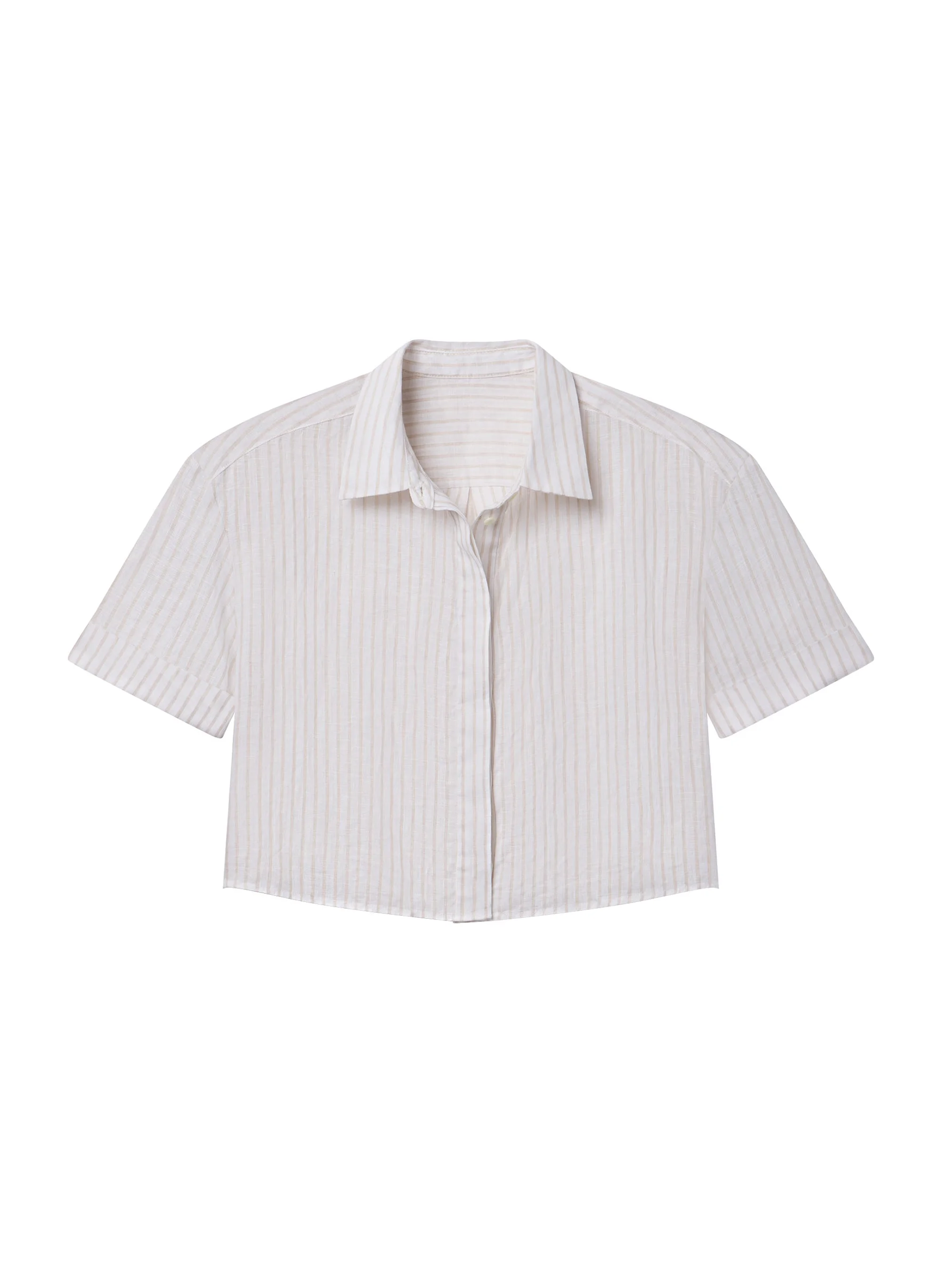 Mel Short Sleeve Linen Striped Shirt - 1
