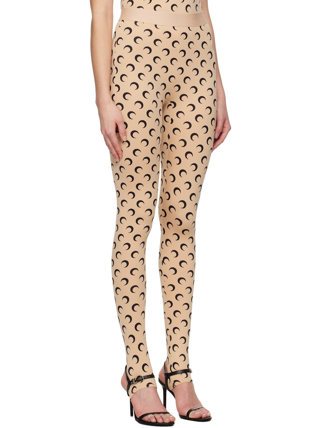 Beige Recycled Moon Jersey Stirrup Leggings - 2