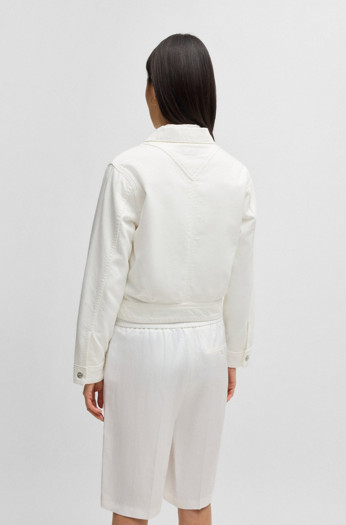 STRAIGHT-FIT DENIM JACKET IN WHITE EGYPTIAN COTTON - 4
