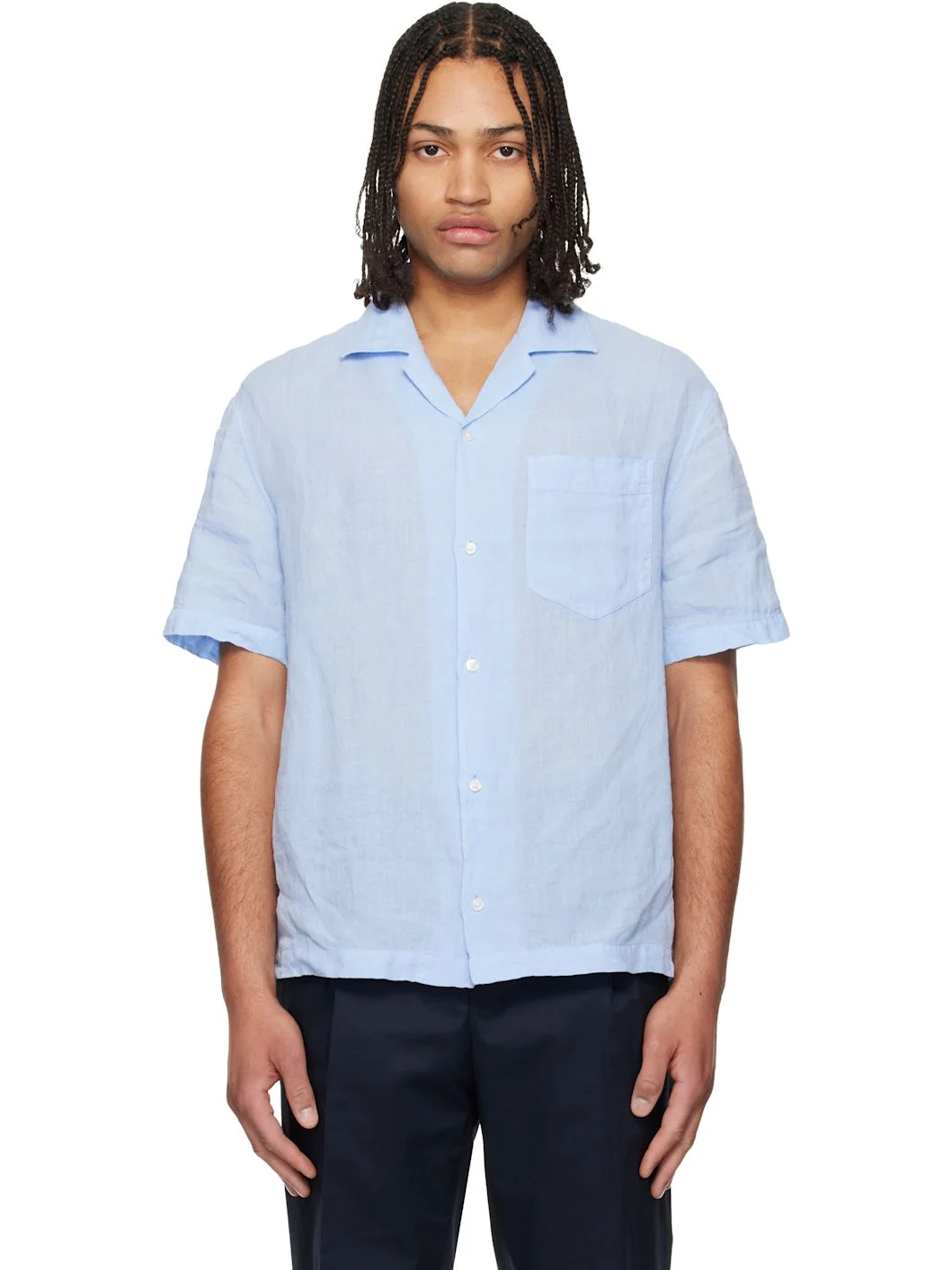 Blue Camp Collar Shirt - 1
