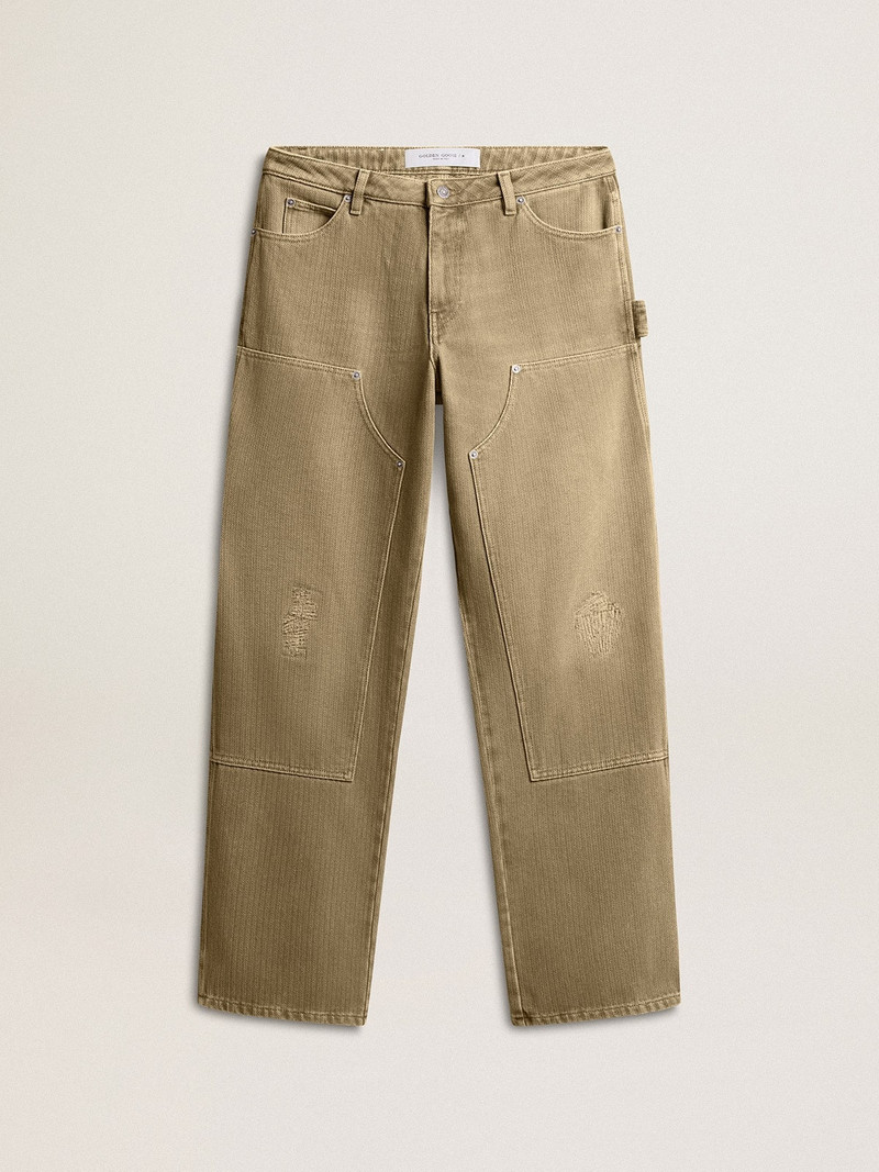 Women's distressed-effect cotton pants 1