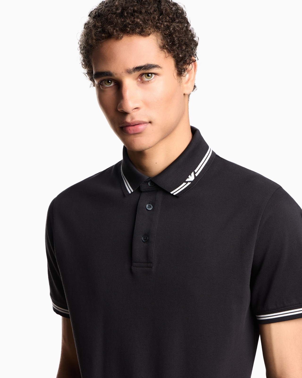PIQUÉ POLO SHIRT WITH PIPED COLLAR - 5