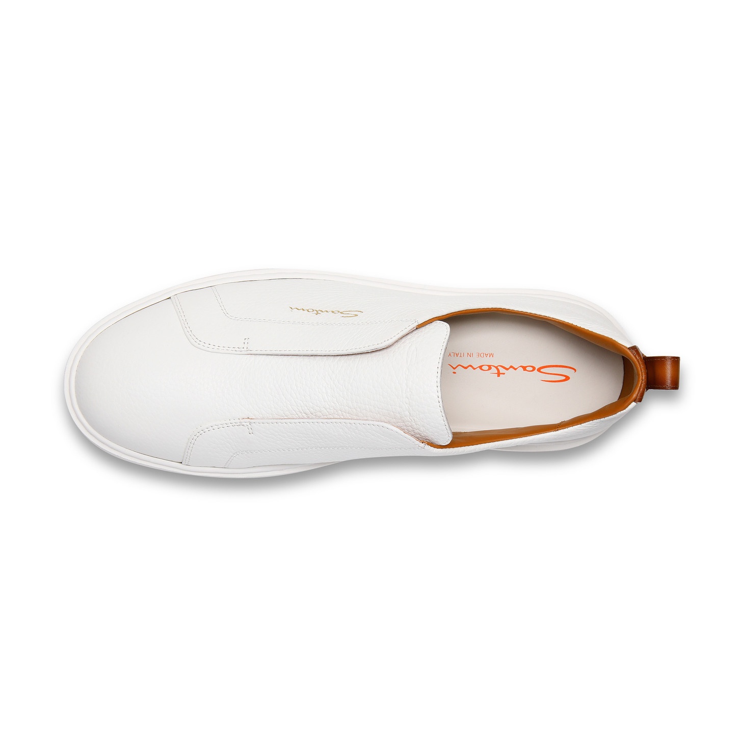 Men's white tumbled leather slip-on sneaker - 5