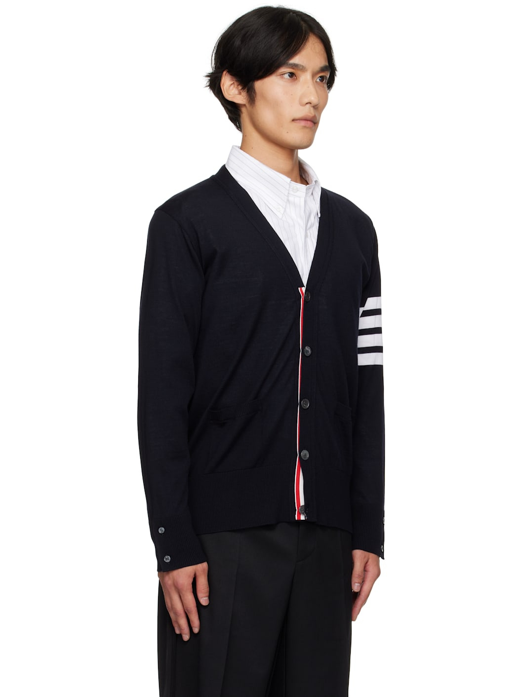 Navy Classic V-Neck Cardigan - 2