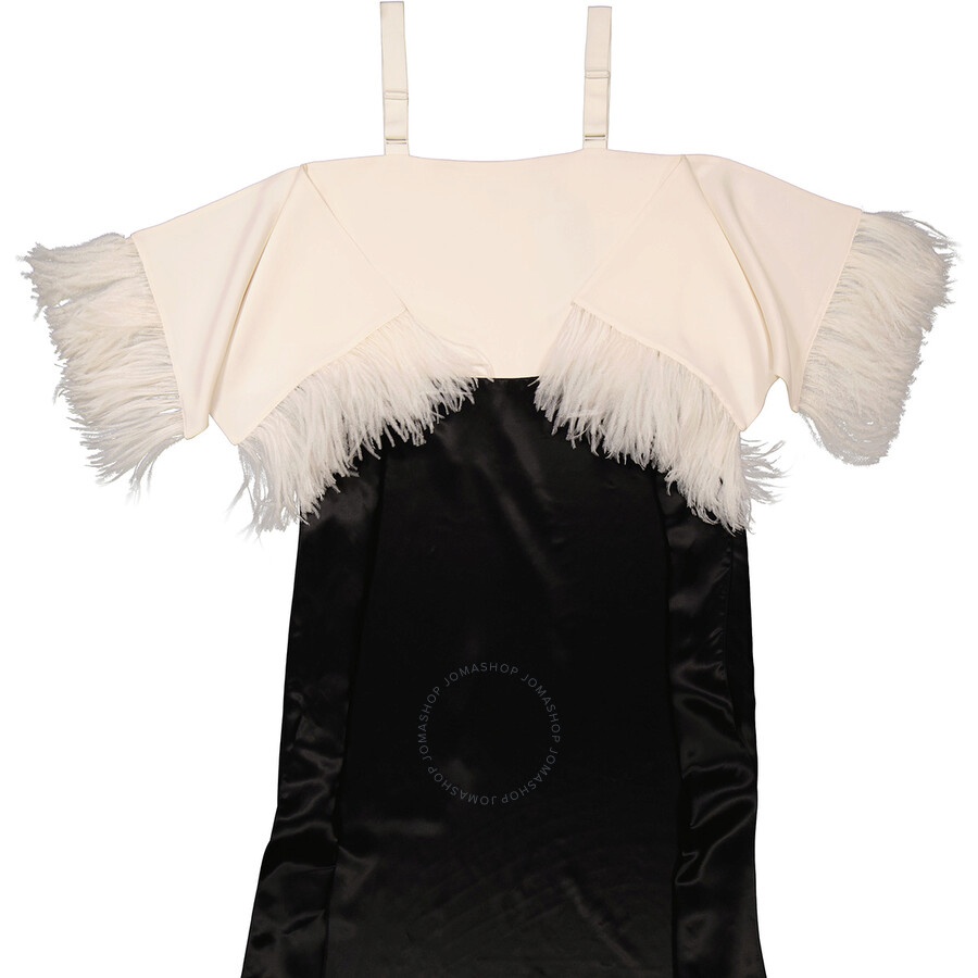 Burberry Crepe And Silk Satin Gown With Feather Trim - 2