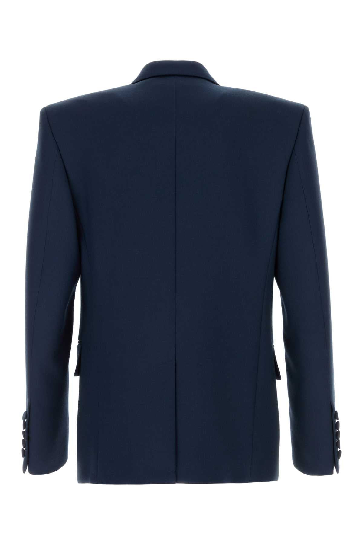 Valentino Garavani Men Navy Blue Wool Blazer - 2