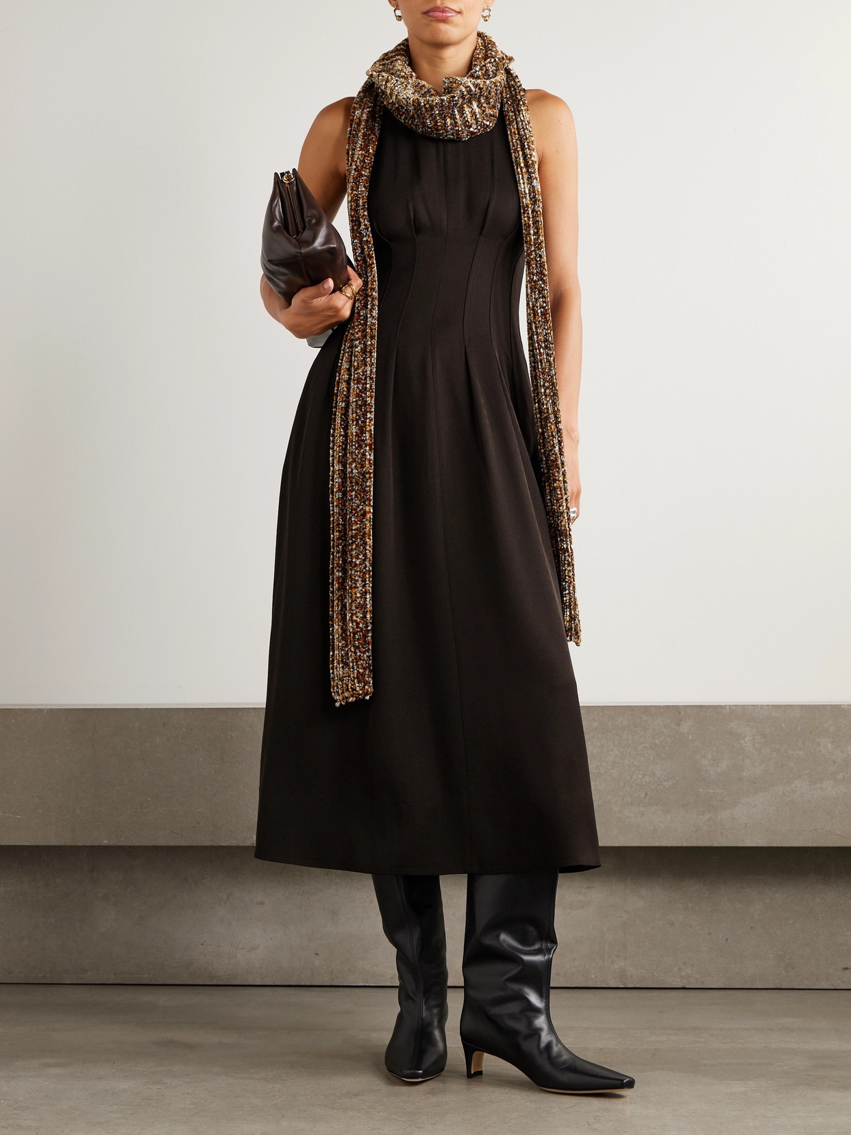 Bronwyn Pleated Twill Midi Dress - 2