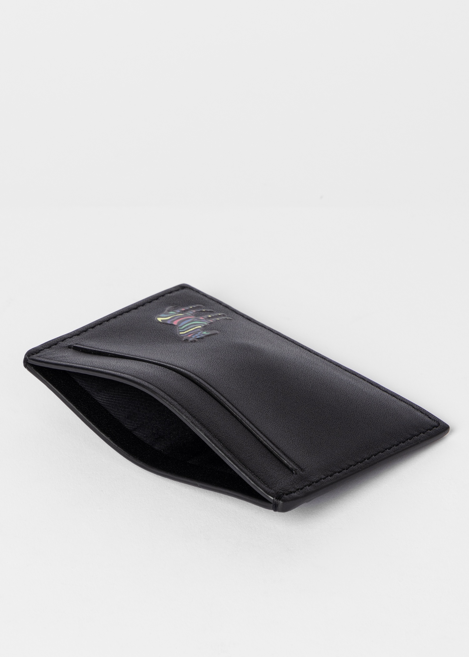 Black 'Zebra' Leather Credit Card Holder - 4