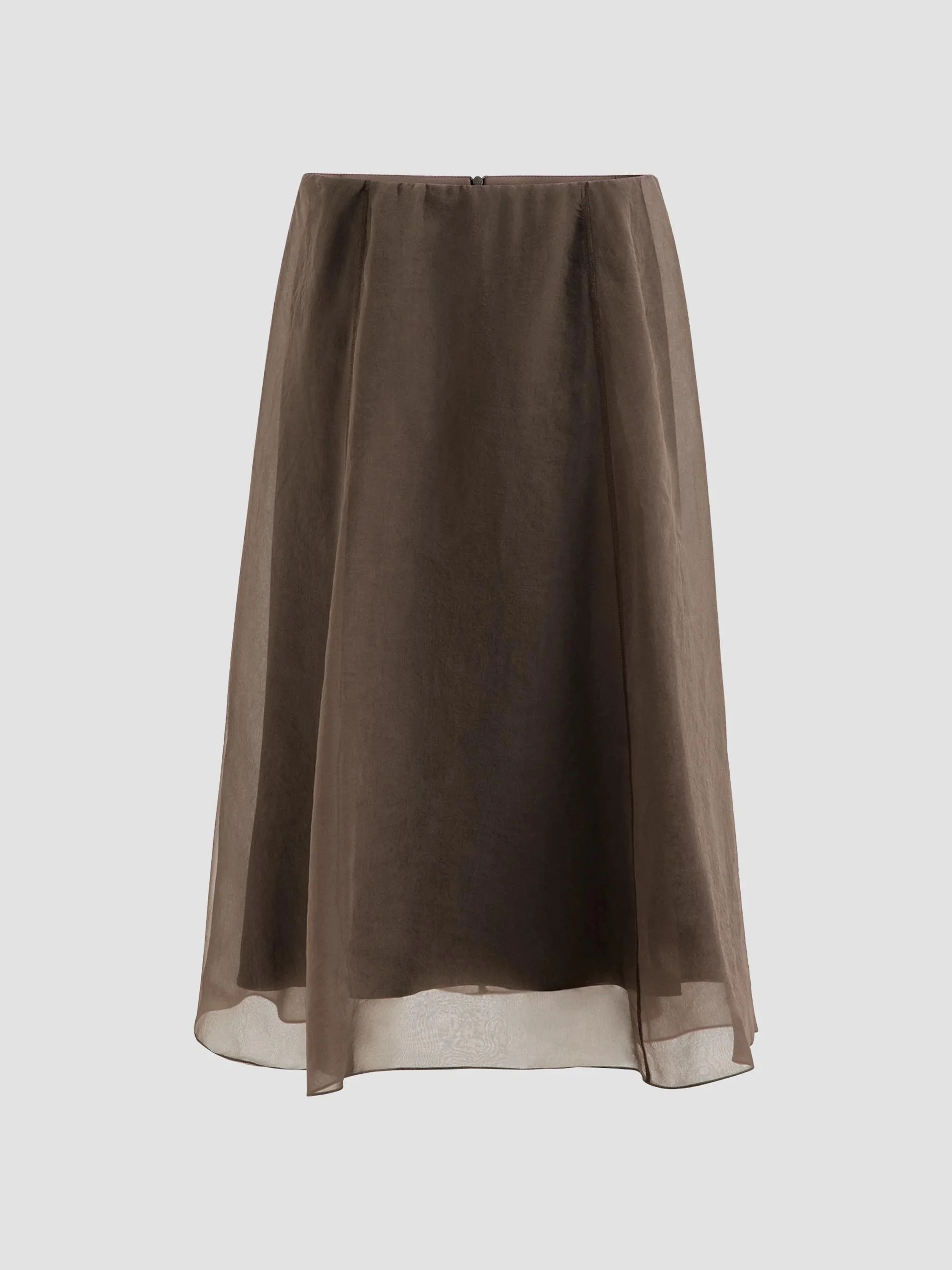 Women's Crispy Silk Circle Skirt - Dark Brown - 1
