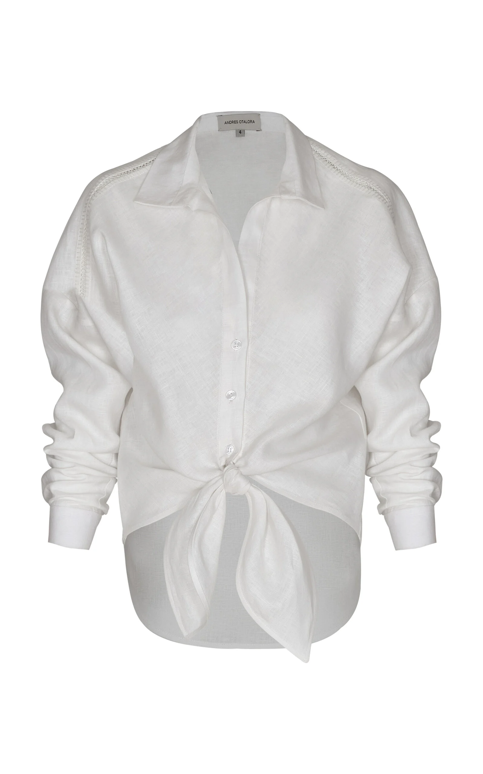 Obsesion Tie-Front Linen Shirt off-white - 1