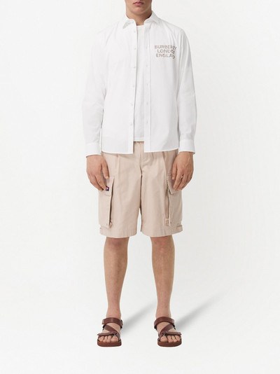 Burberry logo appliqué stretch cotton shirt outlook