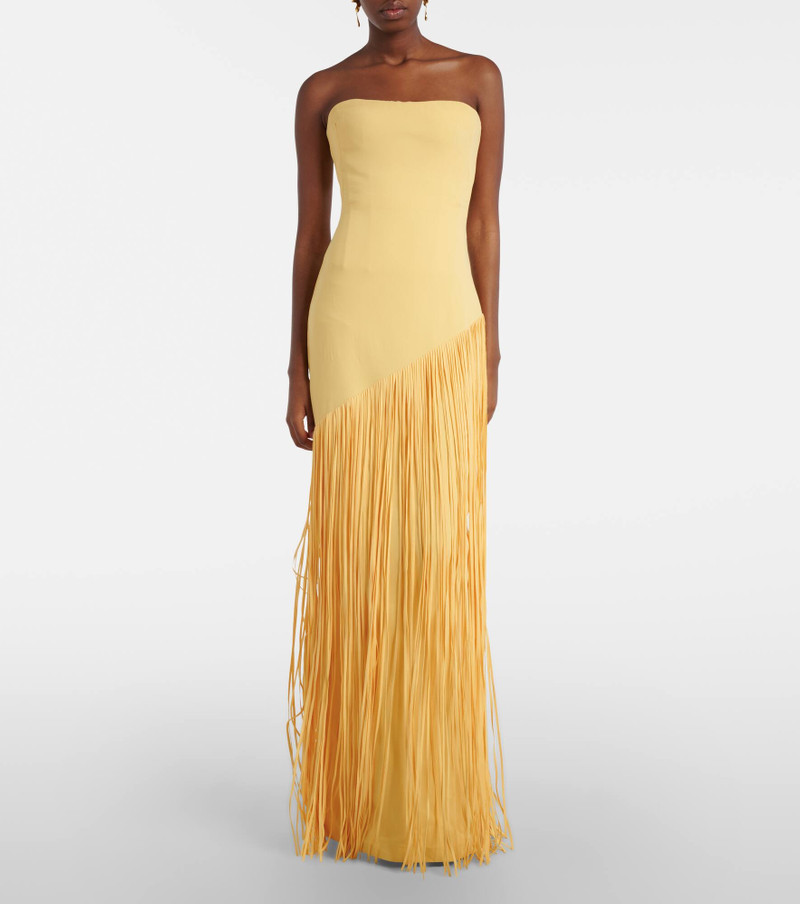 Giselle fringed caped crêpe gown 6