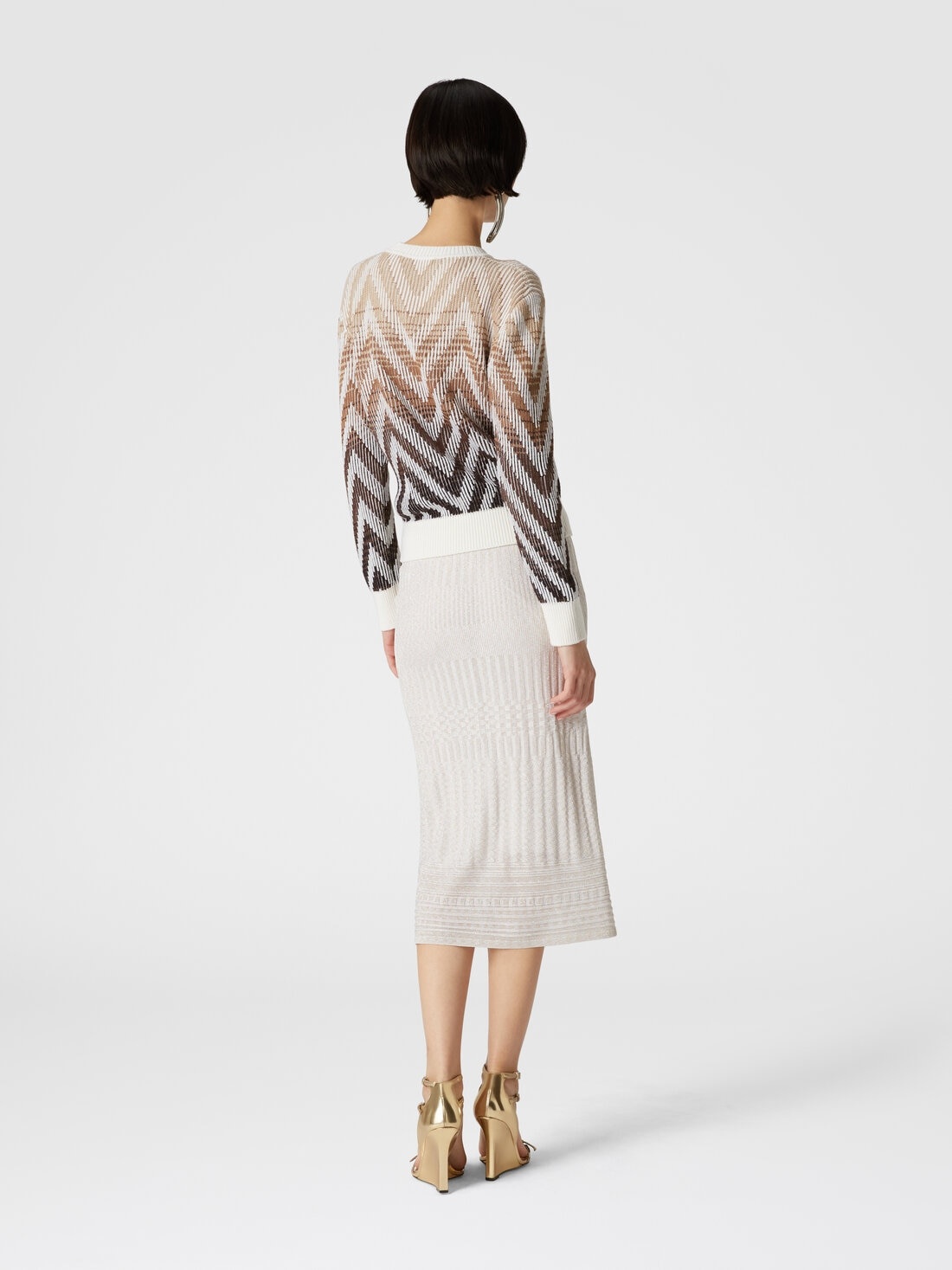 Multi-processed lamé viscose midi skirt - 3