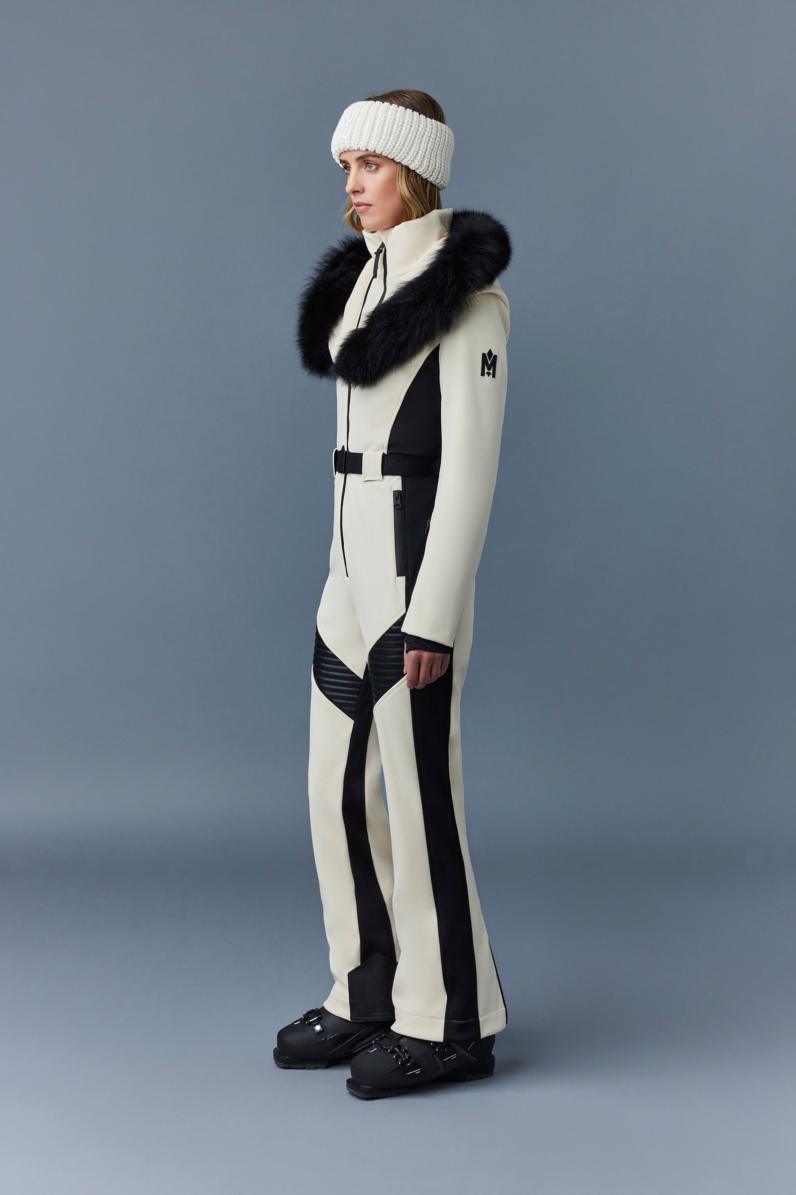 ELLE-Z Techno fleece ski suit with removable hood and fur trim - 3
